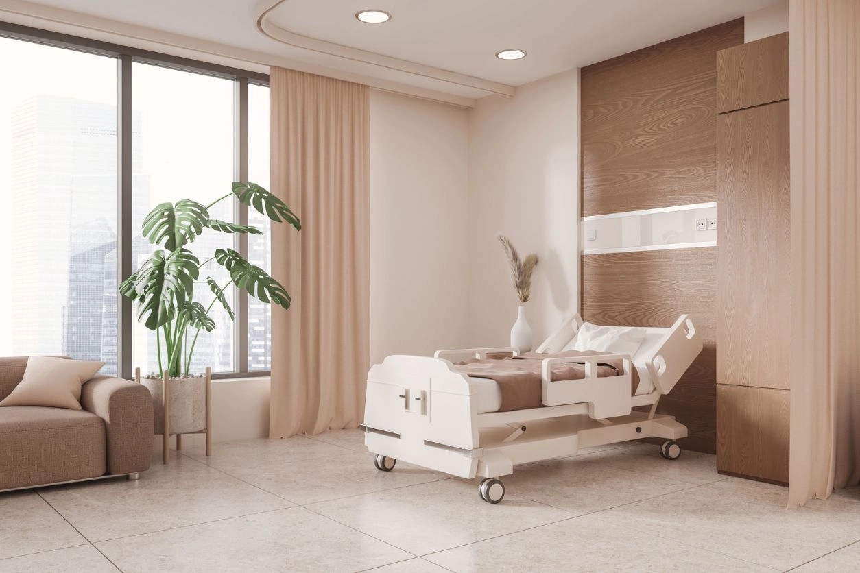 A hospital bed in a modern home